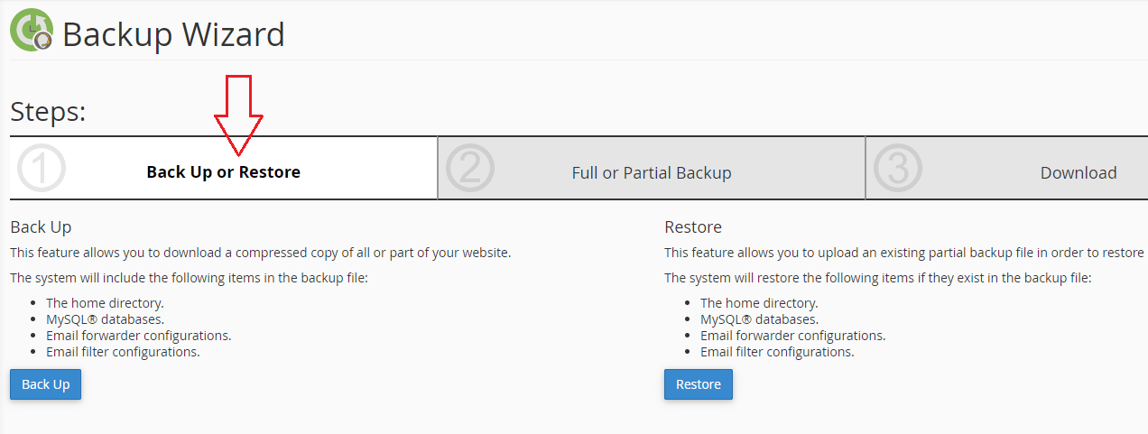 Back Up Or Restore Wizard