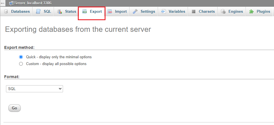 Export - Backup Website