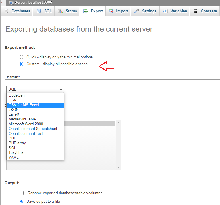 export WordPress Backup Database