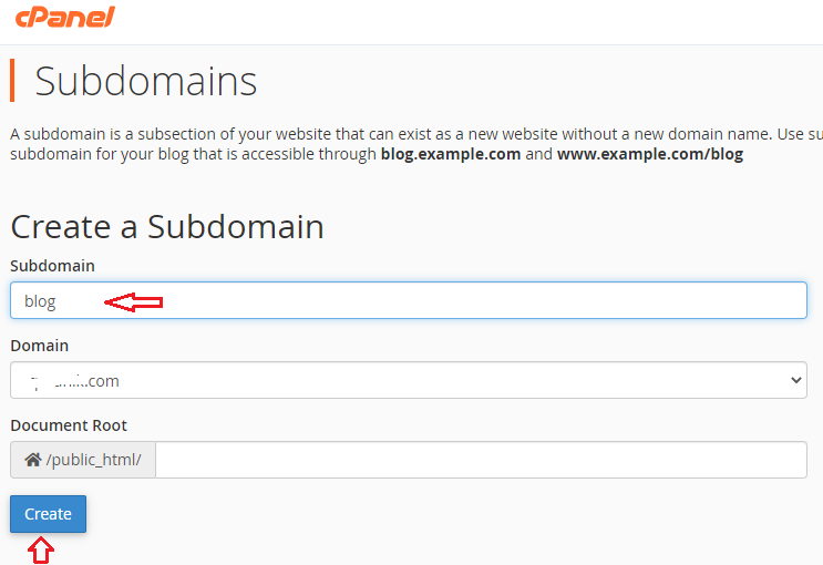 Create Subdomain Here